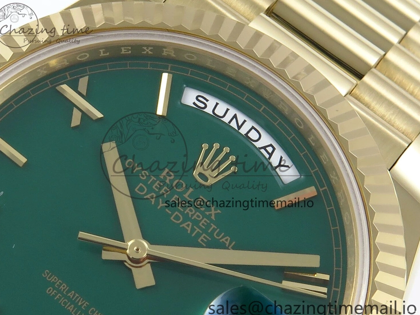 MiroTime 0325 Day Date 40 YG 228238 Noob 1:1 Best Edition Green Roman Dial on President Bracelet A2836 (Gain Weight) Youthful 796
